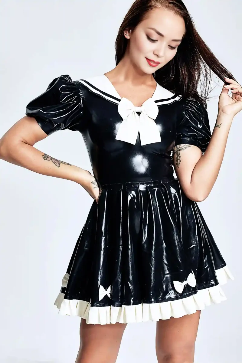 latex bows galore mini maids dress kkp691 1