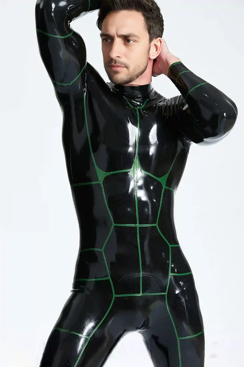 latex hexagonal back zip latex catsuit kkp114 1 latex hexagonal back zip latex catsuit kkp114 1