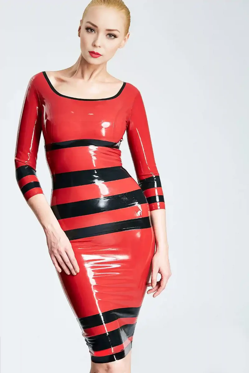 latex horizontale boatneck dress kkp663 1