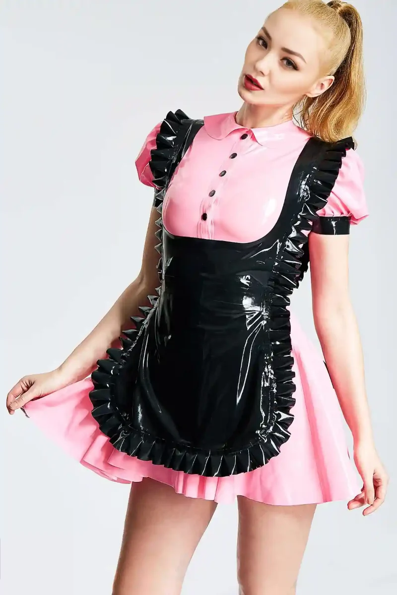 latex lolita maid dress amp apron kkp738 1