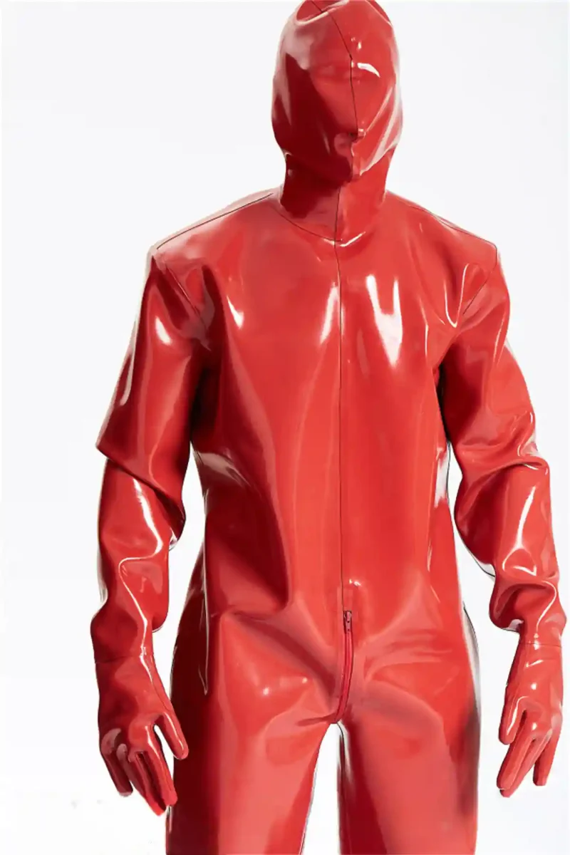 latex male hooded heavy latex industrial enclosure suit kkp81 1