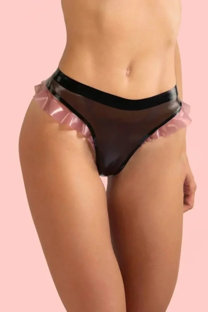 latex translucent thong with frill detail hj2377 1 latex translucent thong with frill detail hj2377 1