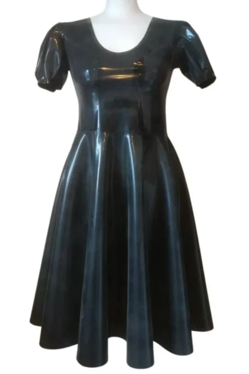 puff sleeve latex swing dress hj386 1 puff sleeve latex swing dress hj386 1