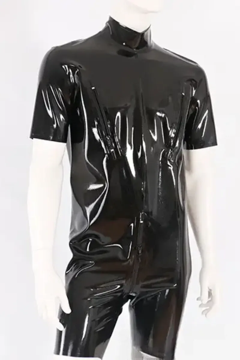 shorty latex suit with chest zippers hj1206 1 shorty latex suit with chest zippers hj1206 1